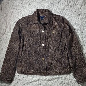 Chaps Women's Brown Snake Print Demin Jacket Ralph Lauren Size M